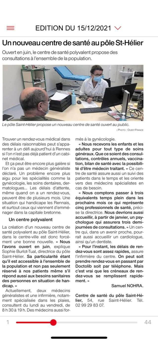 centre de sante article